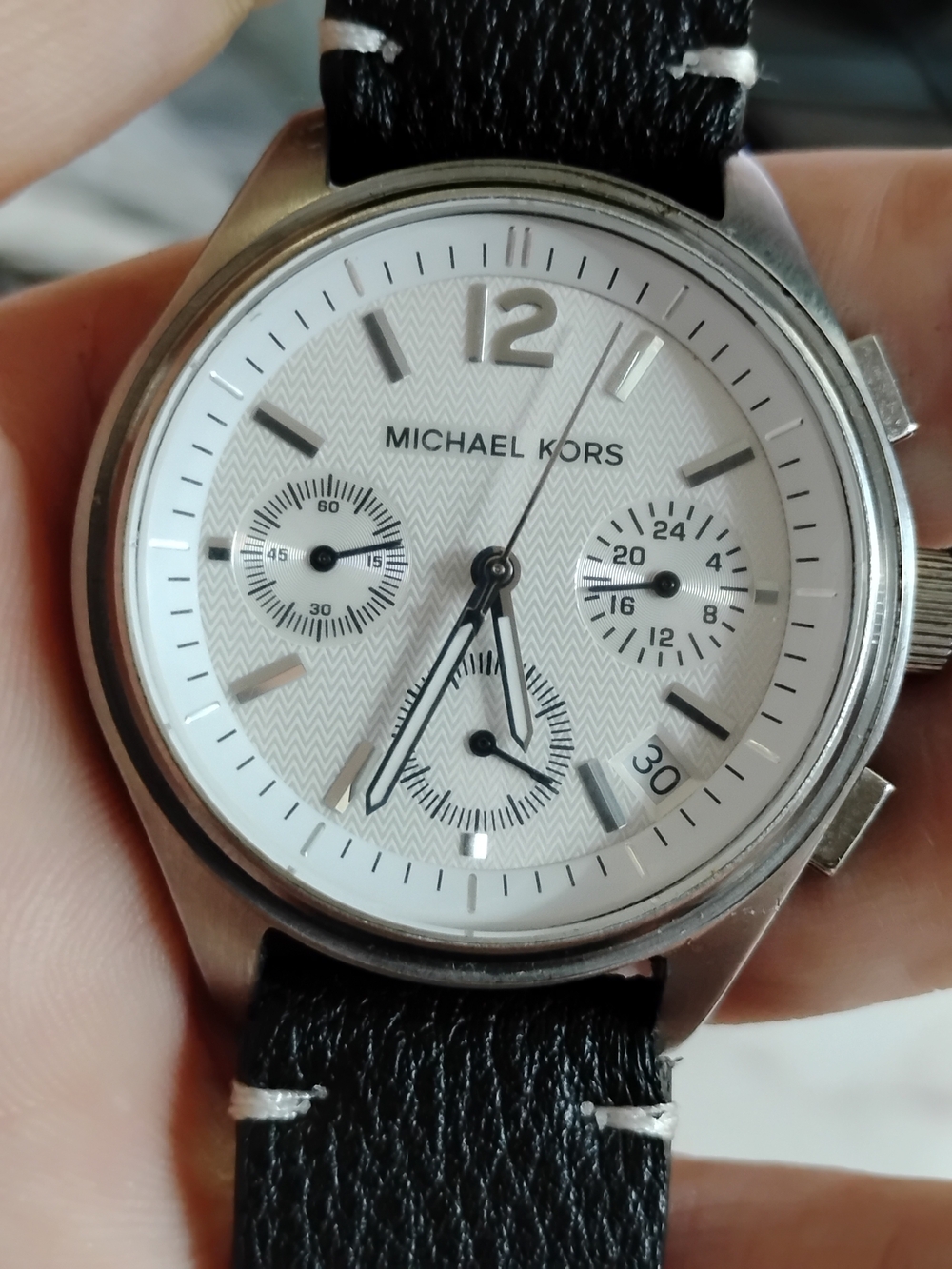 Michael Kors Silver-Tone White Dial Chronograph Watch
